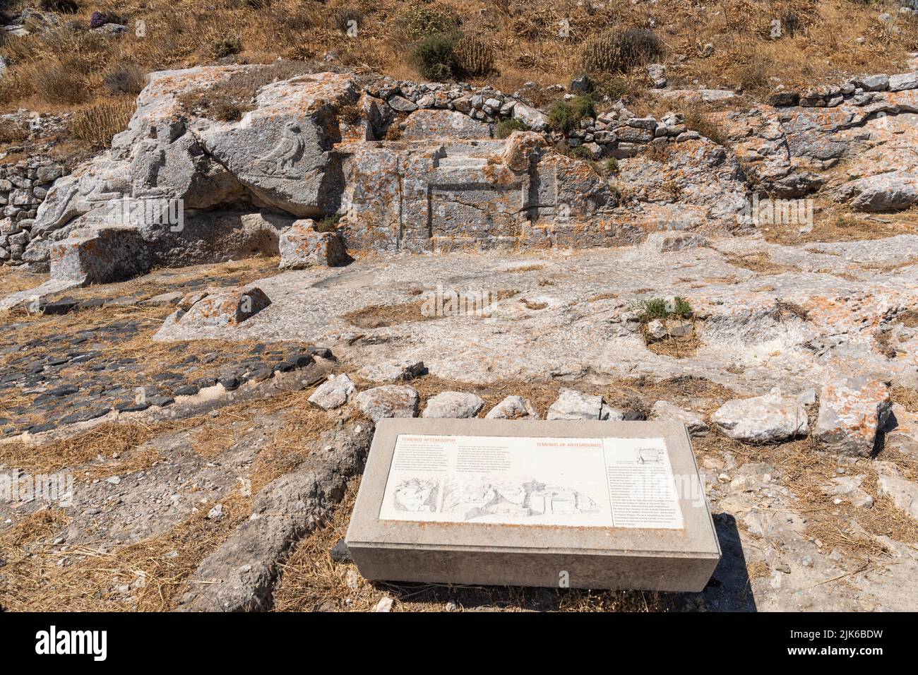 Temenos o Santuario di Artemidoros, Sito Archeologico dell'antica Thera a Santorini, Isole Cicladi, Grecia, Europa Foto Stock