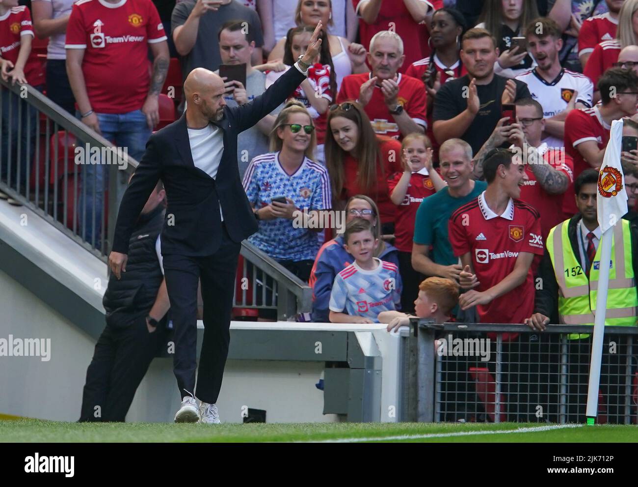 Erik Ten Hag, manager del Manchester United, durante la partita di prima stagione a Old Trafford, Manchester. Data foto: Domenica 31 luglio 2022. Foto Stock
