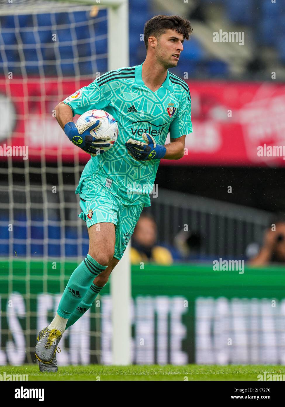 Rotterdam, Paesi Bassi. 31 luglio 2022. Juan Perez, custode DI CA Osasuna, durante la partita tra Feyenoord e CA Osasuna allo Stadion Feijenoord De Kuip il 31 luglio 2022 a Rotterdam, Paesi Bassi. (Box to Box Pictures/Tom Bode) credito: Box to box pictures/Alamy Live News Foto Stock
