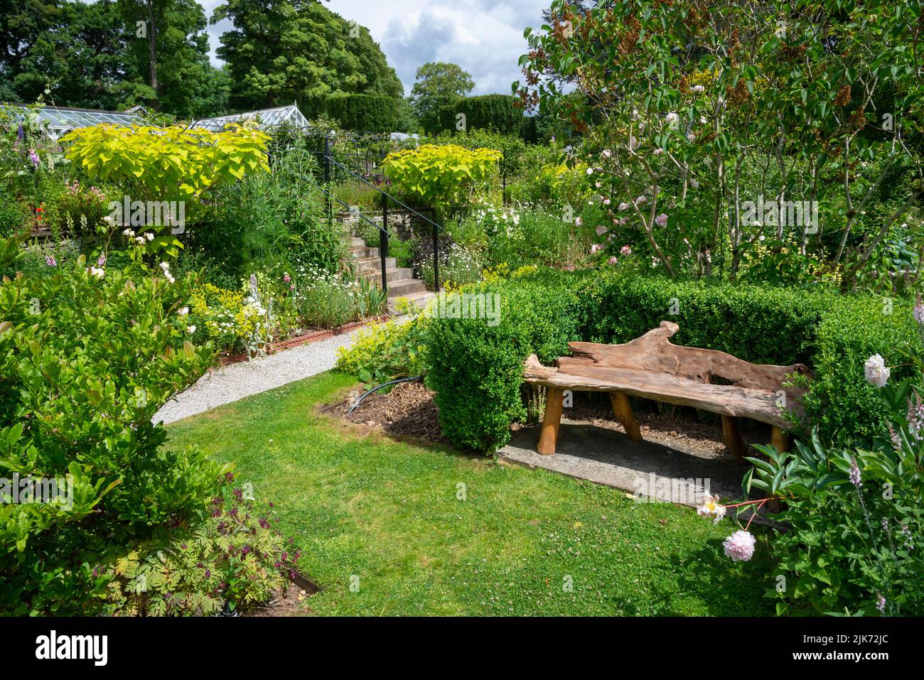 Estate piantando a Thornbridge Hall giardini vicino Bakewell, Peak District, Derbyshire, Inghilterra. Foto Stock