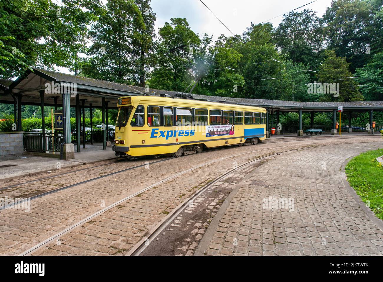 tram di Bruxelles Foto Stock