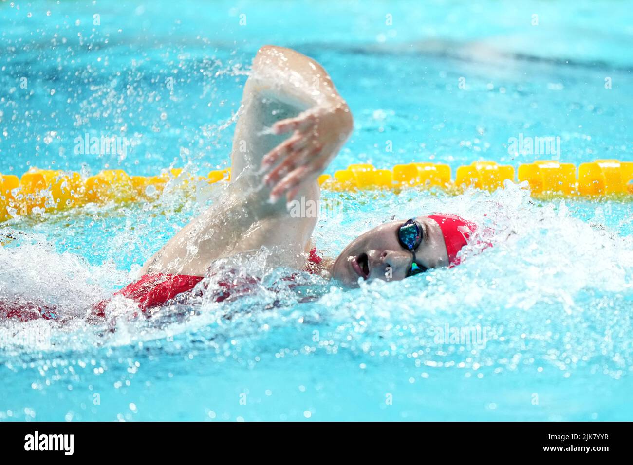 Freya Anderson in azione in Inghilterra durante la finale Freestyle Relay delle Donne 4 x 200m al Sandwell Aquatics Center il terzo giorno dei Giochi del Commonwealth 2022 a Birmingham. Data foto: Domenica 31 luglio 2022. Foto Stock
