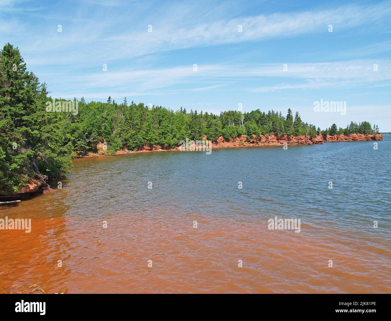 Scogliere di arenaria rossa, Rocky Point, PEI Foto Stock