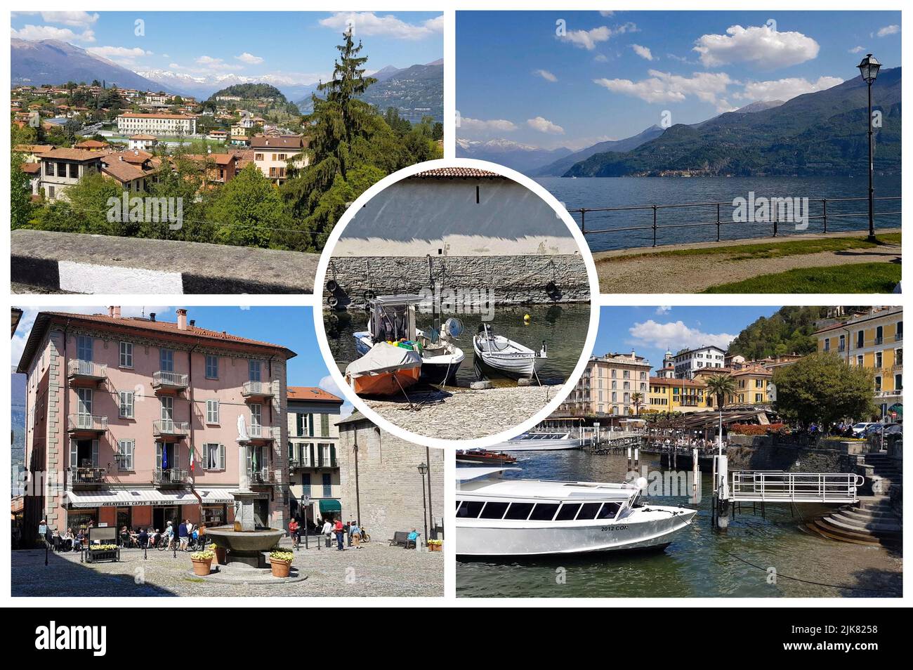 Lago di Como, Bellagio, Italia. Affascinante scenario della città costiera nella famosa e popolare località estiva di lusso - il lago di Como. Foto Stock