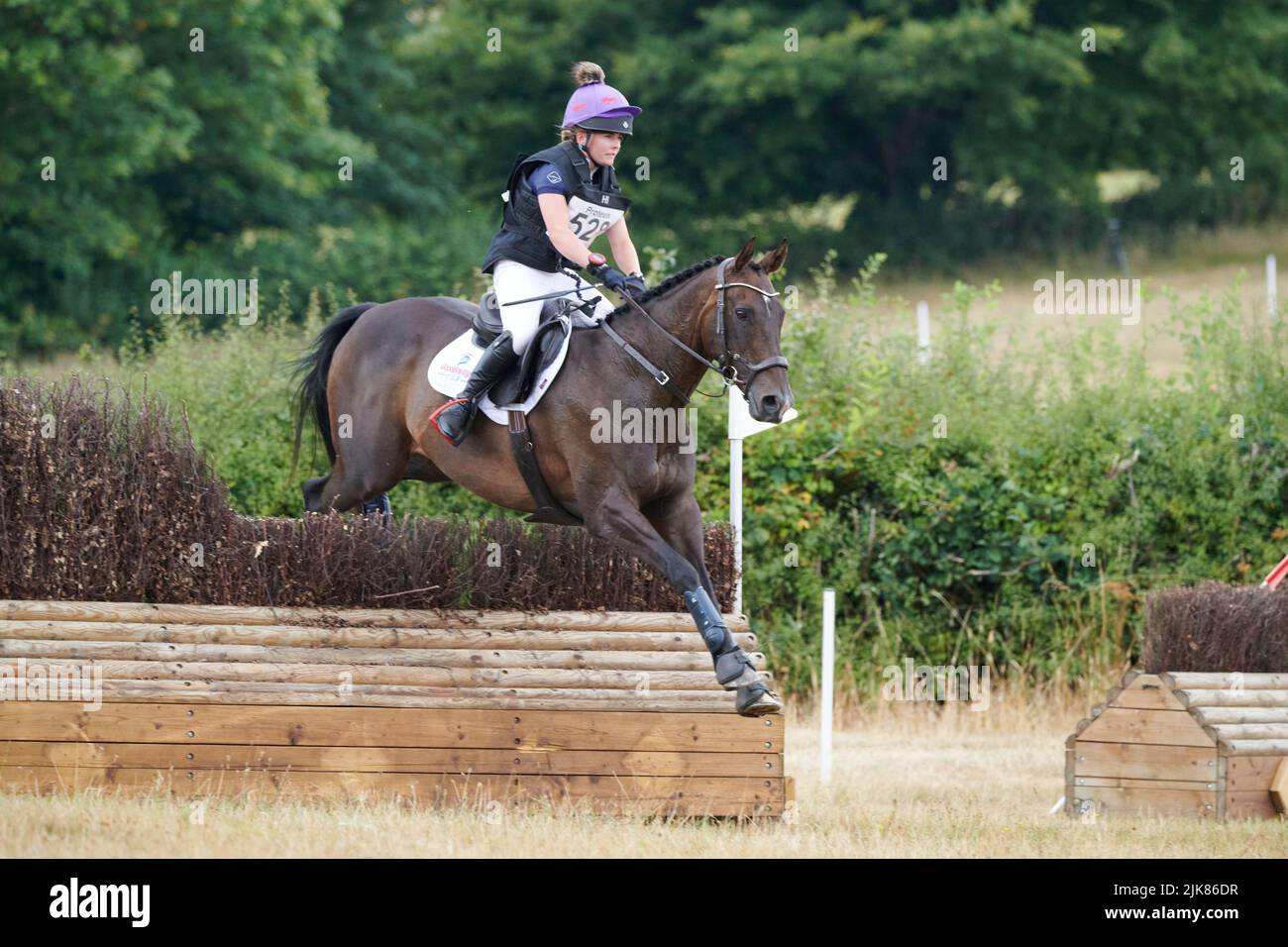 East Budleigh Salterton, Regno Unito, 31 Lug, 2022, Megan Seedhouse Riding so Sally durante la sezione Cross-Country a Bicton Horse Trials. Credit: Will Tudor/Alamy Live News Foto Stock