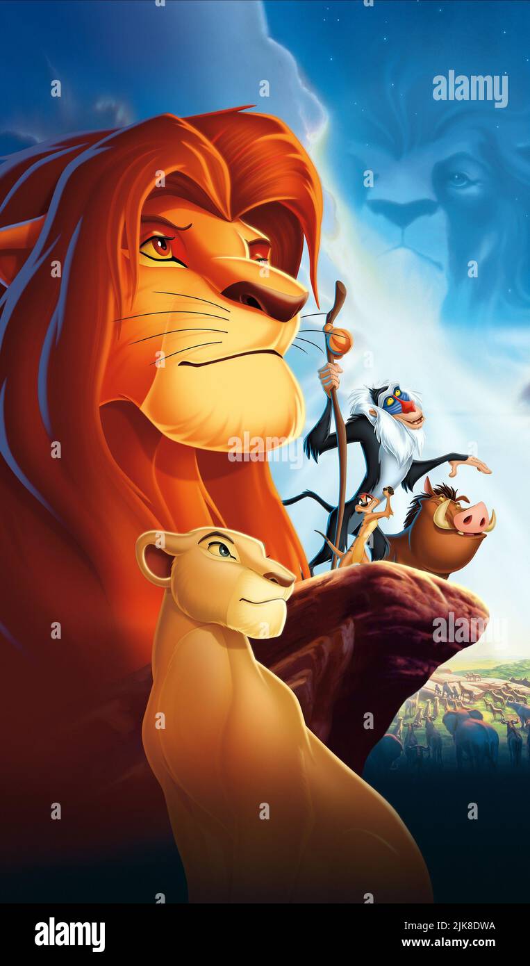 Nala, Simba, Rafiki, Timon & Pumbaa poster Film il Re Leone (USA 1994) regista: Roger Allers & Rob Minkoff 06 maggio 1994 **ATTENZIONE** questa fotografia è solo per uso editoriale ed è copyright delle IMMAGINI DELLA WALT DISNEY e/o del fotografo assegnato dalla Film o Production Company e può essere riprodotta solo da pubblicazioni in concomitanza con la promozione del suddetto Film. È richiesto un credito obbligatorio per LE FOTO DI WALT DISNEY. Il fotografo deve essere accreditato anche se conosciuto. Nessun uso commerciale può essere concesso senza l'autorizzazione scritta di The Film Company. Foto Stock