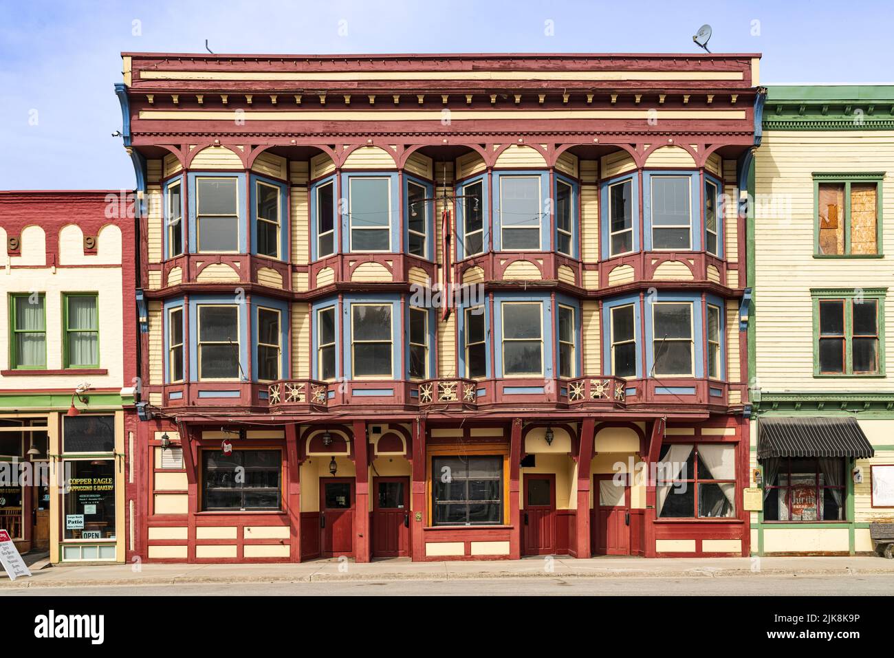 Edificio architettonico nella storica città di Greenwood, British Columbia, Canada. Foto Stock
