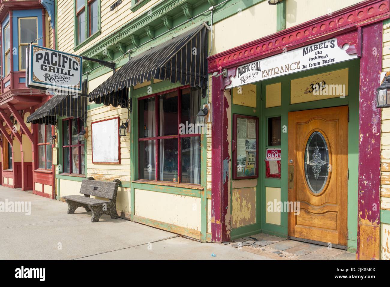 Edificio architettonico nella storica città di Greenwood, British Columbia, Canada. Foto Stock