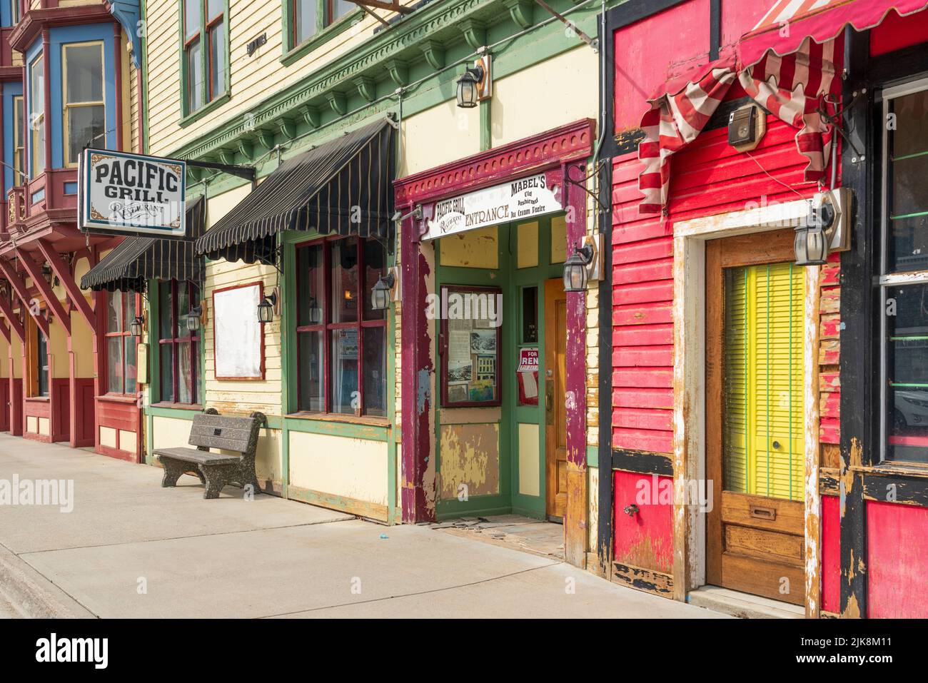 Edificio architettonico nella storica città di Greenwood, British Columbia, Canada. Foto Stock