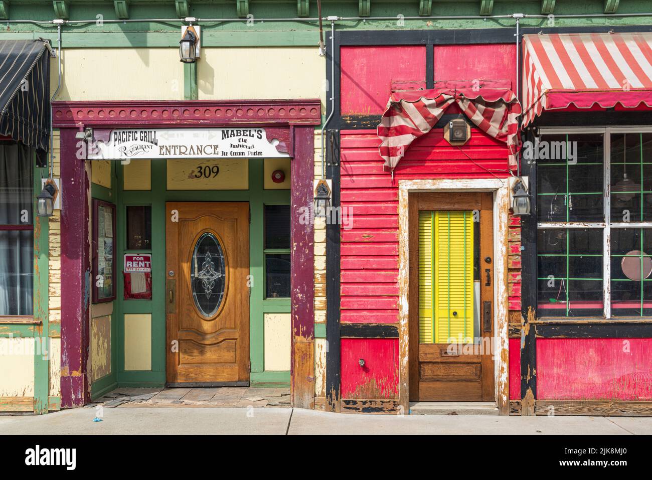 Edificio architettonico nella storica città di Greenwood, British Columbia, Canada. Foto Stock