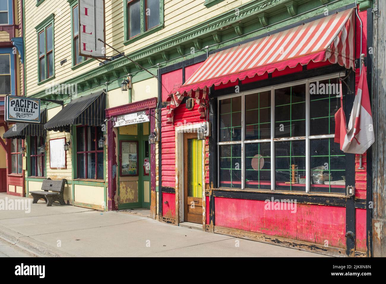 Edificio architettonico nella storica città di Greenwood, British Columbia, Canada. Foto Stock