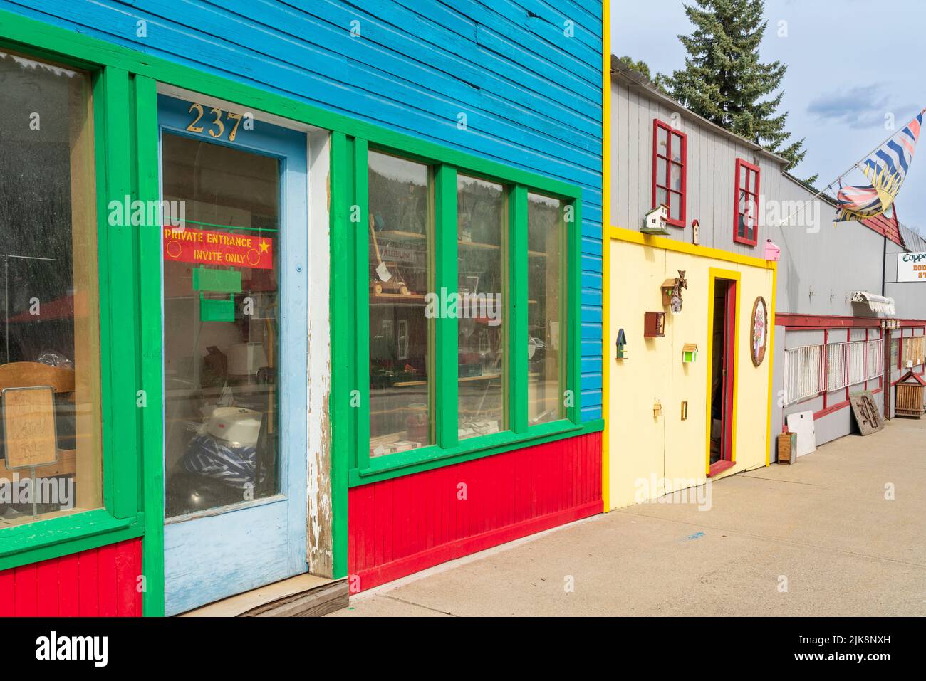 Edificio architettonico nella storica città di Greenwood, British Columbia, Canada. Foto Stock