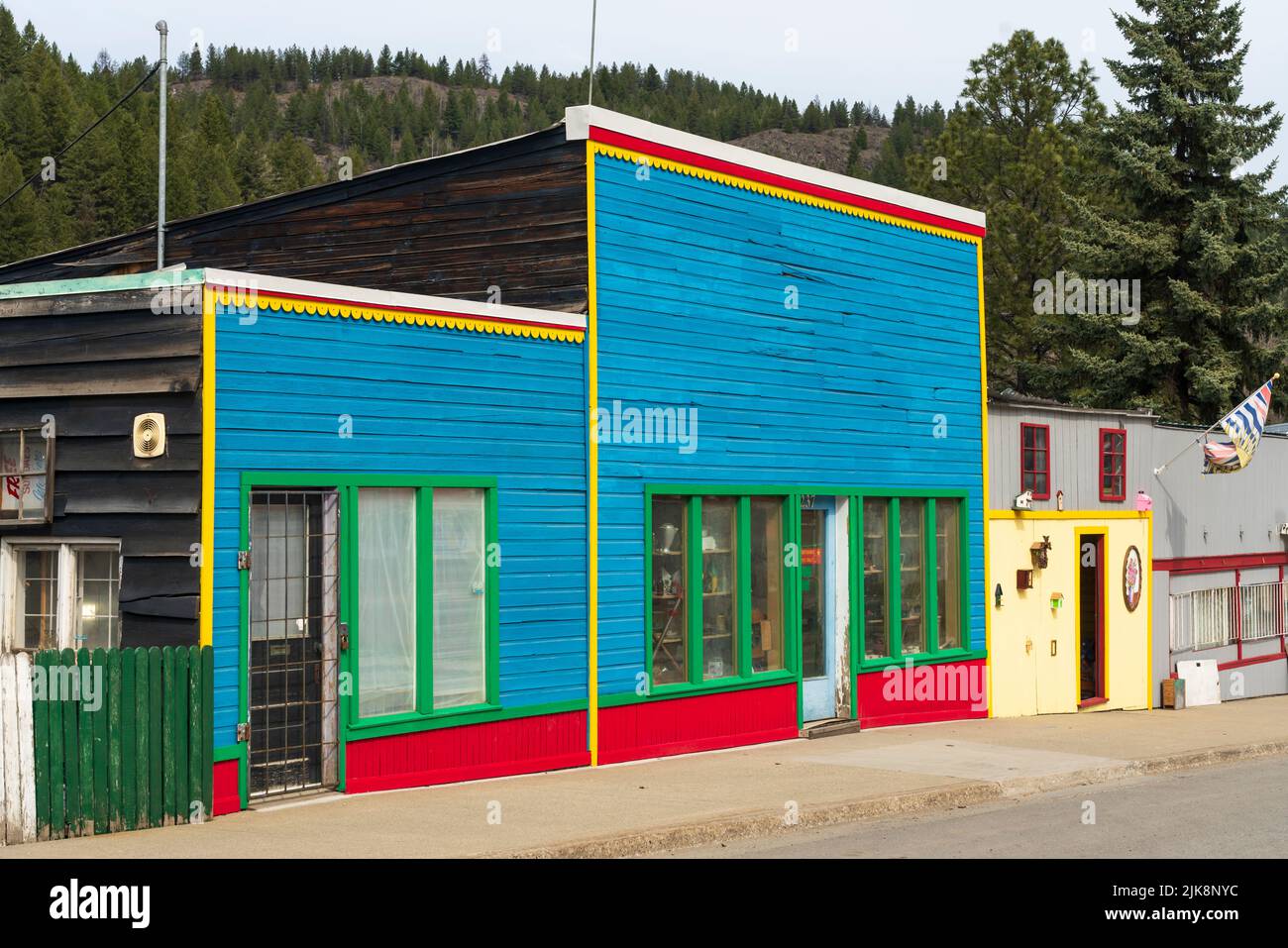 Edificio architettonico nella storica città di Greenwood, British Columbia, Canada. Foto Stock