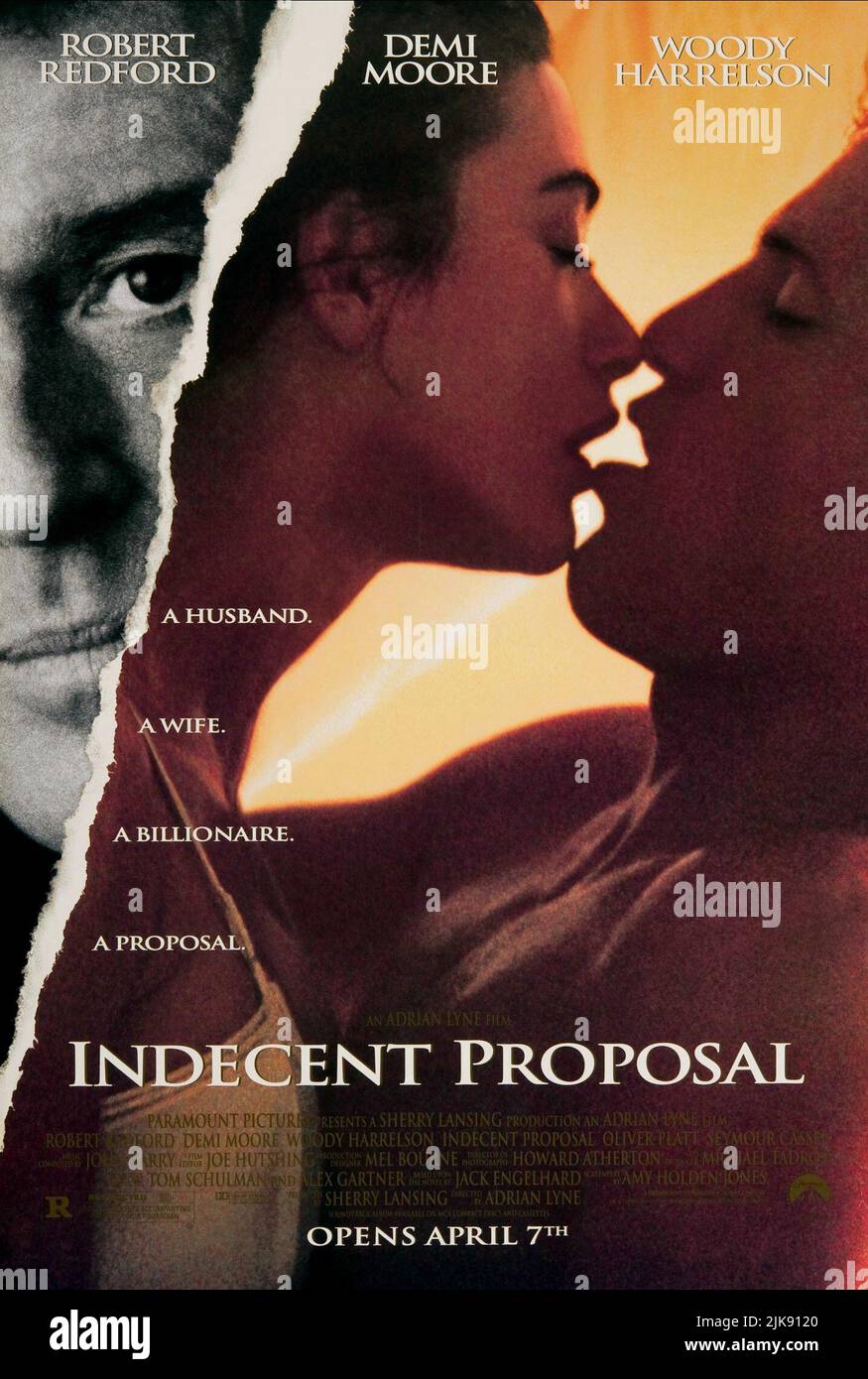 Demi Moore & Woody Harrelson poster Film Indecent Proposal (1993) personaggi: Diana Murphy, David Murphy regista: Adrian Lyne 07 April 1993 **WARNING** questa fotografia è solo per uso editoriale ed è copyright della PARAMOUNT e/o del fotografo assegnato dalla Film o Production Company e può essere riprodotta solo da pubblicazioni in concomitanza con la promozione del suddetto Film. È richiesto un credito obbligatorio per LA PRIORITÀ. Il fotografo deve essere accreditato anche se conosciuto. Nessun uso commerciale può essere concesso senza l'autorizzazione scritta di The Film Company. Foto Stock