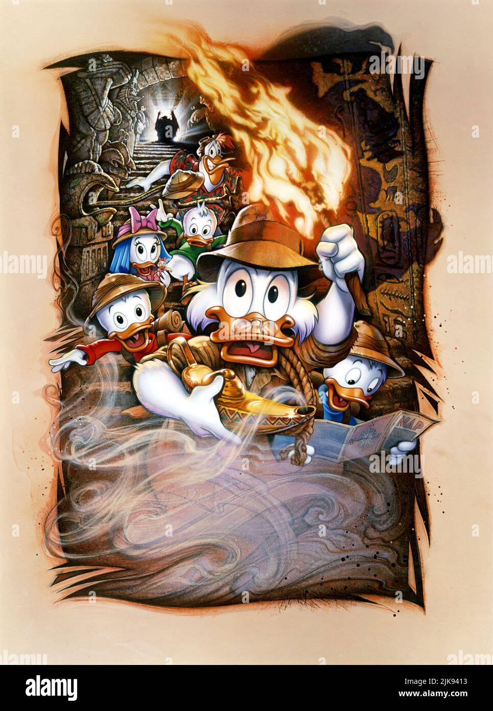 Dewey Duck, Scrooge McDuck, Huey Duck, Webby Vanderquack, Louie Duck & Launchpad Mcquack Film: Ducktales The Movie: Treasure of the Lost Lamp (USA/FR 1990) regista: Bob Hathcock 03 Agosto 1990 **ATTENZIONE** questa foto è solo per uso editoriale ed è il copyright delle IMMAGINI DI WALT DISNEY e/o del fotografo assegnato dalla Film o dalla Società di produzione e può essere riprodotto solo da pubblicazioni in concomitanza con la promozione del suddetto Film. È richiesto un credito obbligatorio per LE IMMAGINI DI WALT DISNEY. Il fotografo deve essere accreditato anche quando è noto. Nessun uso commerciale può essere grante Foto Stock