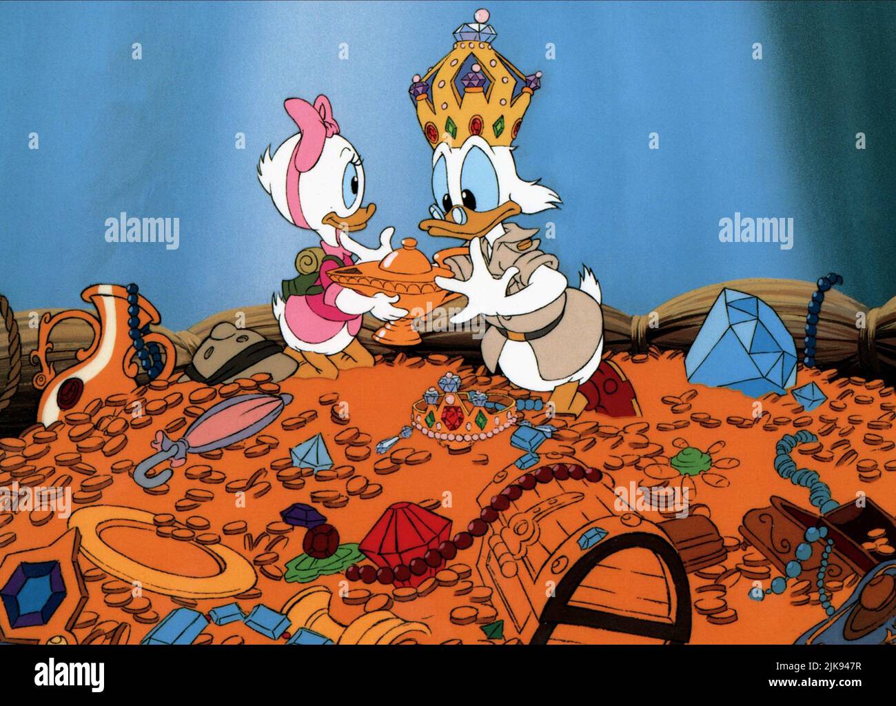 Webby Vanderquack & Scrooge McDuck Film: Ducktales il film: Tesoro della Lost Lamp; Duck Tales il film: Tesoro della Lost Lamp (USA/FR 1990) personaggi: E Scrooge McDuck regista: Bob Hathcock 03 Agosto 1990 **ATTENZIONE** questa foto è solo per uso editoriale ed è il copyright delle IMMAGINI DI WALT DISNEY e/o del fotografo assegnato dalla Film o dalla Società di produzione e può essere riprodotto solo da pubblicazioni in concomitanza con la promozione del suddetto Film. È richiesto un credito obbligatorio per LE IMMAGINI DI WALT DISNEY. Il fotografo deve essere accreditato anche quando è noto. Nessuna comunicazione Foto Stock