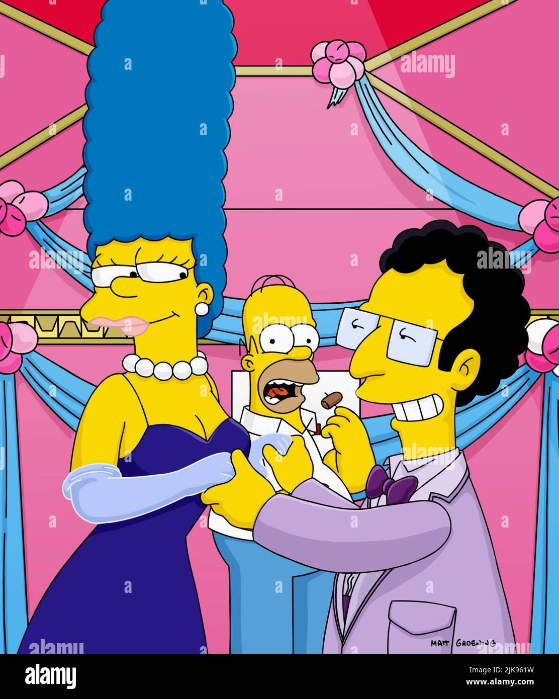 Marge Simpson, Homer Simpson & Artie Ziff Televisione: The Simpsons : Stagione 2 (Serie TV) USA 1989-, / episodio 2,12: 'The Way We Was' (Dir. David Silverman, 1991) Direttore: 11 Ottobre 1990 **ATTENZIONE** questa fotografia è solo per uso editoriale ed è il copyright della TELEVISIONE 20th CENTURY FOX e/o del fotografo assegnato dalla Film or Production Company e può essere riprodotta solo da pubblicazioni in concomitanza con la promozione del suddetto Film. È richiesto un credito obbligatorio per LA TELEVISIONE 20th CENTURY FOX. Il fotografo deve essere accreditato anche quando è noto. Non può essere utilizzato a fini commerciali Foto Stock