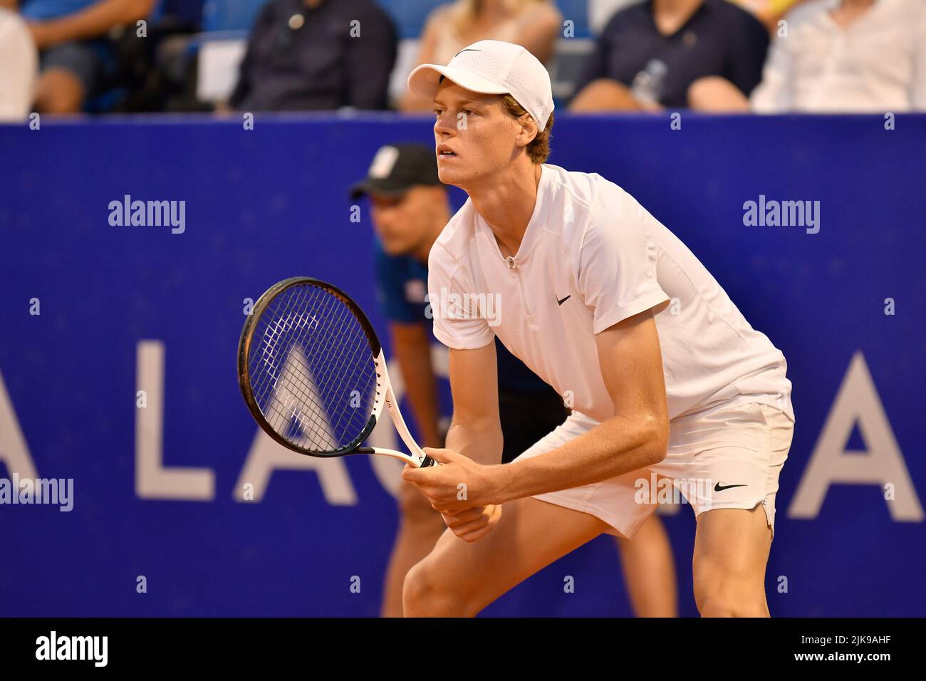 Umago, Croazia. 31st luglio 2022. Jannik Sinner (IT) durante ATP Croazia Open Umago - Alcaraz vs Sinner, Tennis Internationals in Umago, Croazia, Luglio 31 2022 Credit: Independent Photo Agency/Alamy Live News Foto Stock