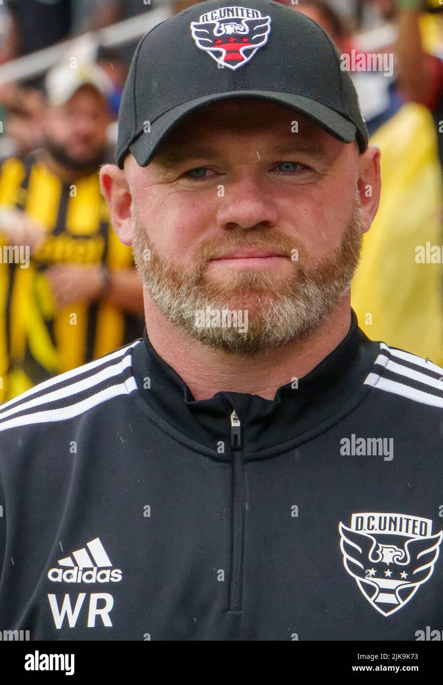 WASHINGTON, DC, USA - 31 LUGLIO 2022: Wayne Rooney nel suo debutto come D.C. United Head Coach durante una partita MLS tra D.C United e Orlando City SC, il 31 luglio 2022, presso Audi Field, a Washington, CC. (Foto di Tony Quinn-Alamy Live News) Foto Stock