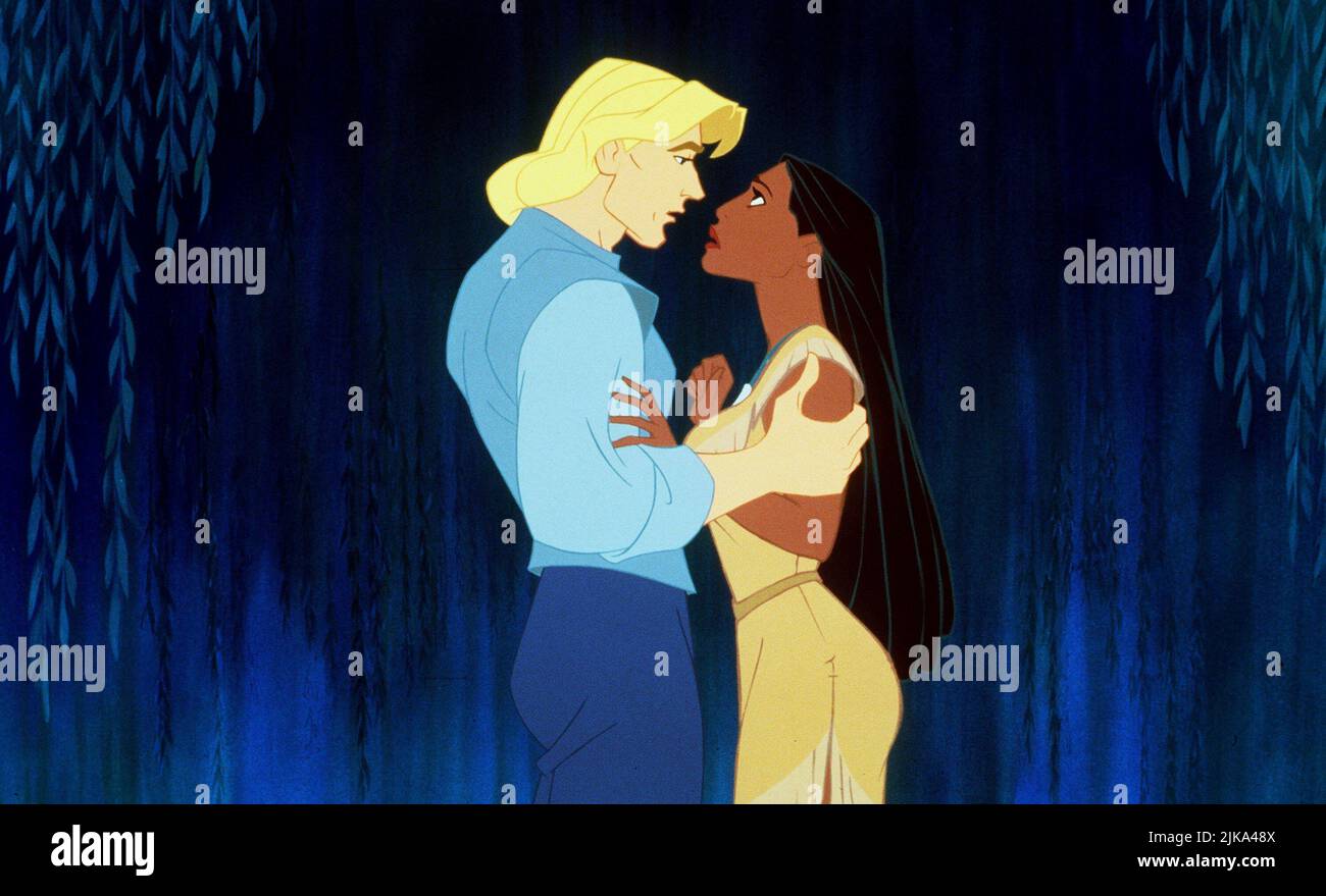 John Smith & Pocahontas Film: Pocahontas (USA 1995) personaggi: John Smith & Pocahontas regista: Mike Gabriel & Eric Goldberg 15 giugno 1995 **AVVISO** questa fotografia è solo per uso editoriale ed è il copyright DI DISNEY e/o del fotografo assegnato dalla Film o dalla Società di produzione e può essere riprodotto solo da pubblicazioni in concomitanza con la promozione del suddetto Film. È richiesto un credito obbligatorio per DISNEY. Il fotografo deve essere accreditato anche quando è noto. Nessun uso commerciale può essere concesso senza l'autorizzazione scritta della Film Company. Foto Stock