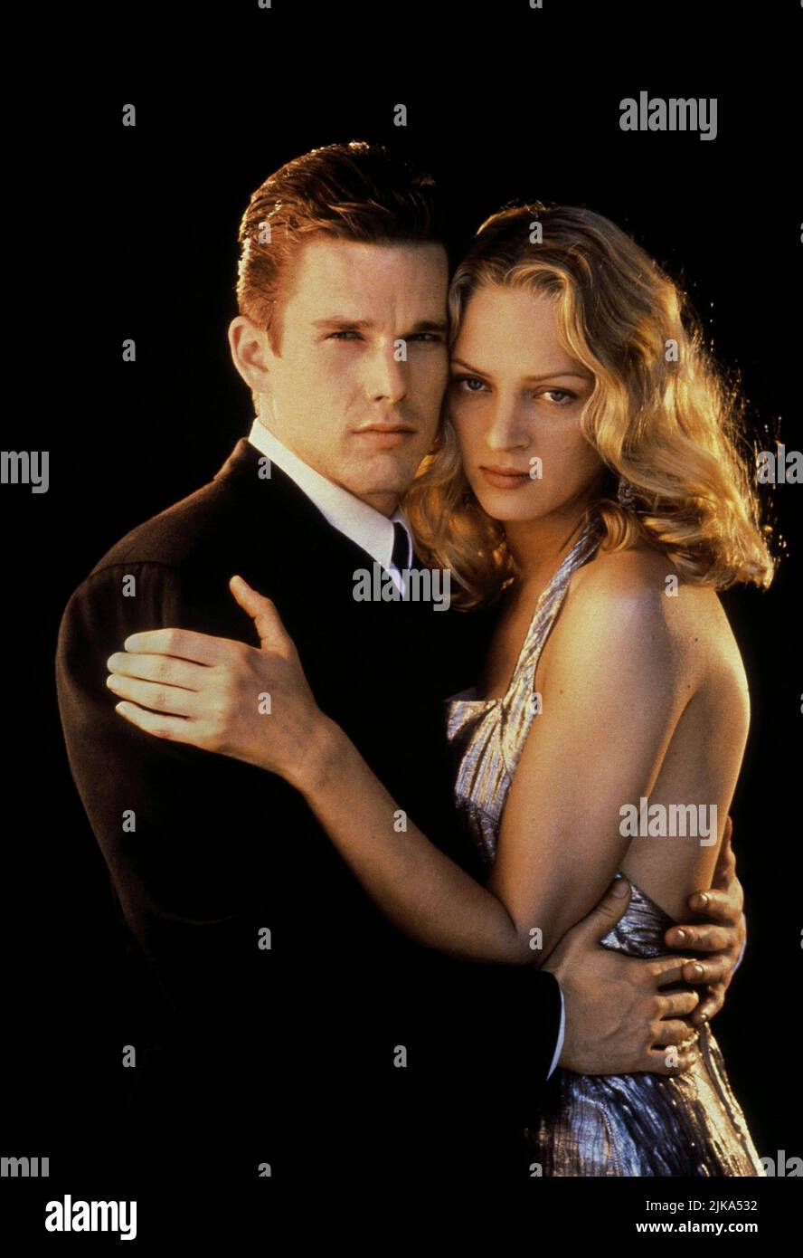 Ethan Hawke & Uma Thurman Film Gattaca (1997) personaggi: Vincent Freeman & Irene Cassini regista: Andrew Niccol 07 settembre 1997 **ATTENZIONE** questa fotografia è ad uso esclusivamente editoriale ed è copyright della COLUMBIA e/o del fotografo assegnato dalla Film o Production Company e può essere riprodotta solo da pubblicazioni in concomitanza con la promozione del suddetto Film. È richiesto un credito obbligatorio a COLUMBIA. Il fotografo deve essere accreditato anche se conosciuto. Nessun uso commerciale può essere concesso senza l'autorizzazione scritta di The Film Company. Foto Stock