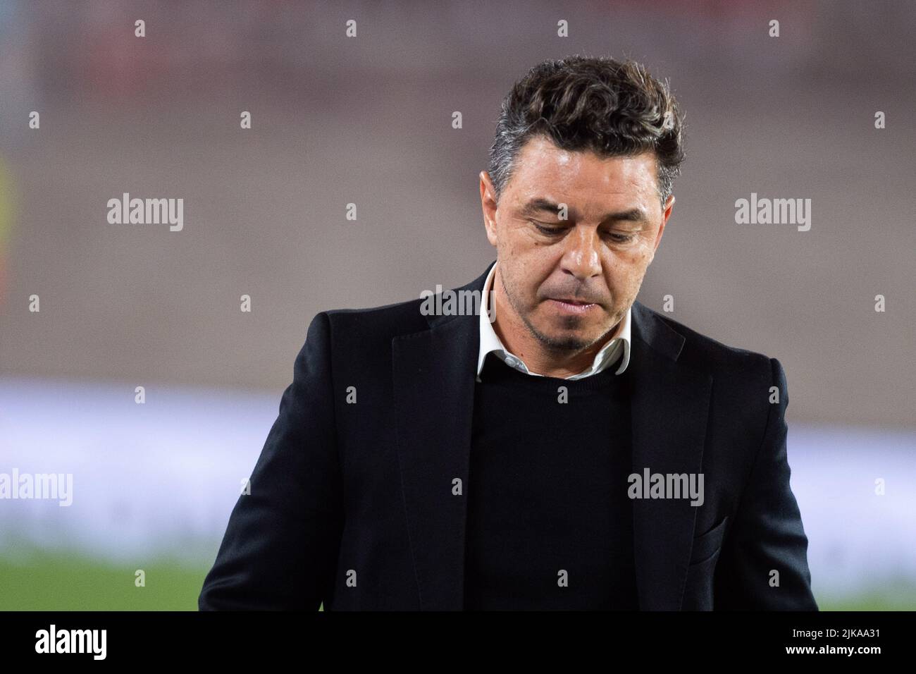 Buenos Aires, Argentina. 31st luglio 2022. Marcelo Gallardo di River Plate visto durante una partita tra River Plate e Sarmiento come parte della Liga Professional 2022 all'Estadio Monumentale Antonio Vespucio liberi. (Punteggio finale: River Plate 1:2 Sarmiento) Credit: SOPA Images Limited/Alamy Live News Foto Stock