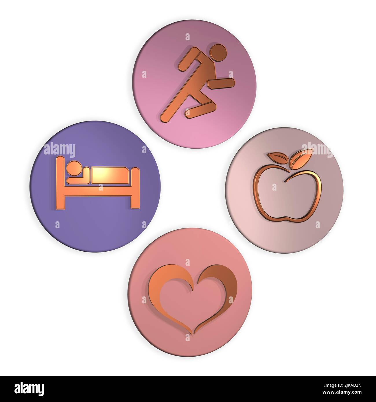 concetto di stile di vita sano concetto di vita sano funzionamento esercizio concetto di dieta sana cuore sano concetto di sonno sonno concetto di mangiare Foto Stock