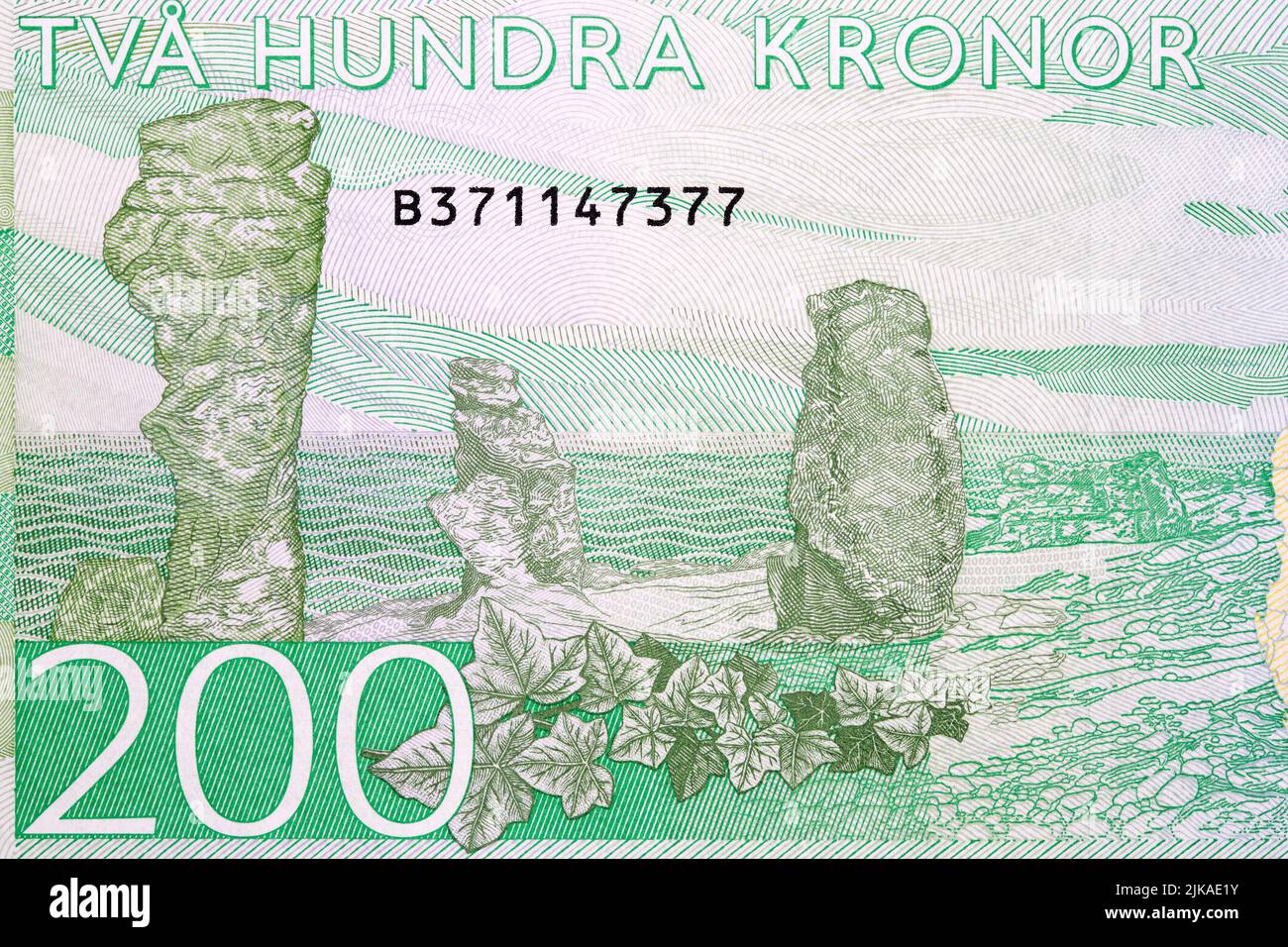 Formazioni rocciose sulle Isole Gotland da denaro svedese - Crown Foto Stock