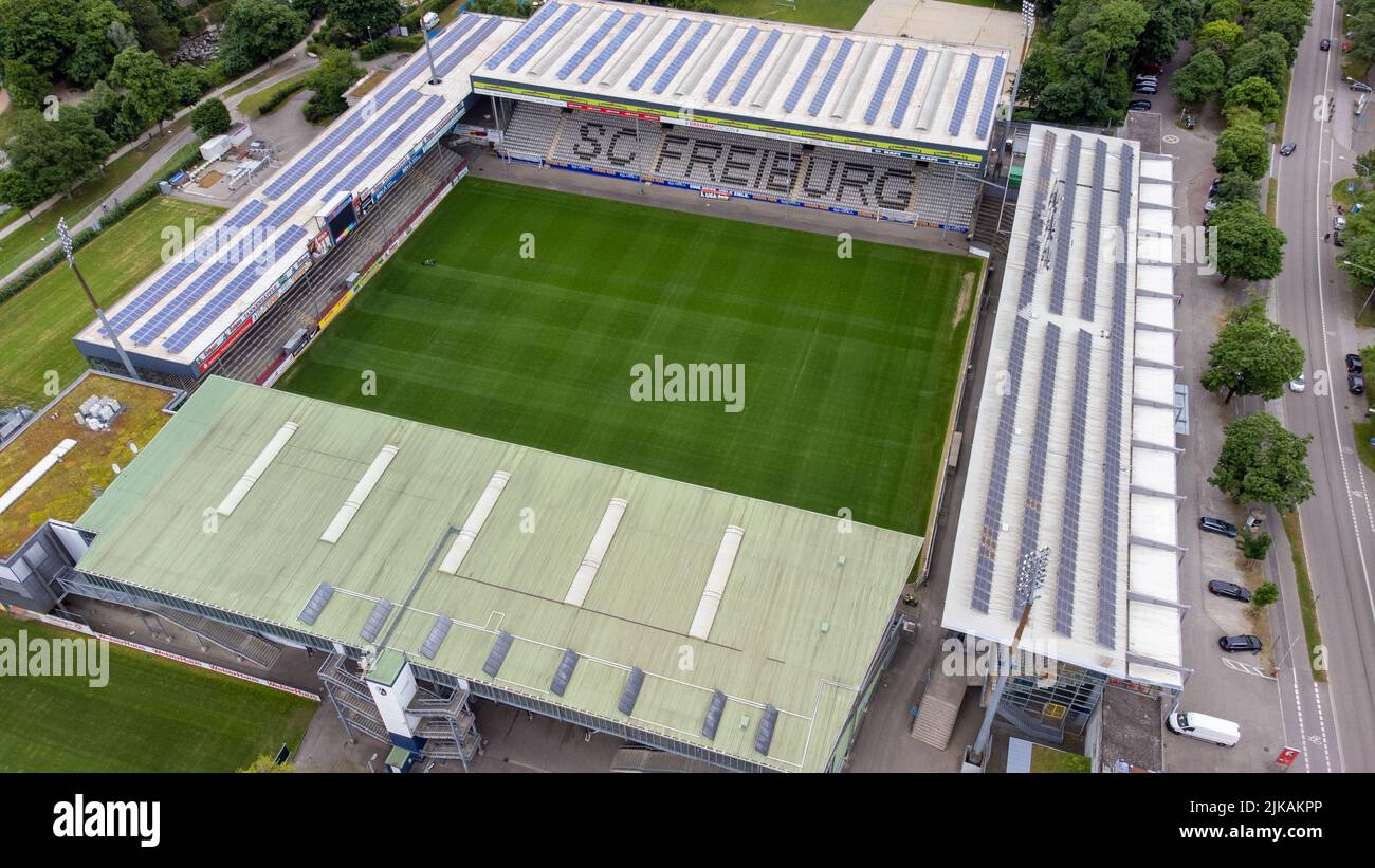 Dreisamstadion Stadium, sede della squadra professionistica di calcio SC Friburgo, Friburgo, Germania Foto Stock
