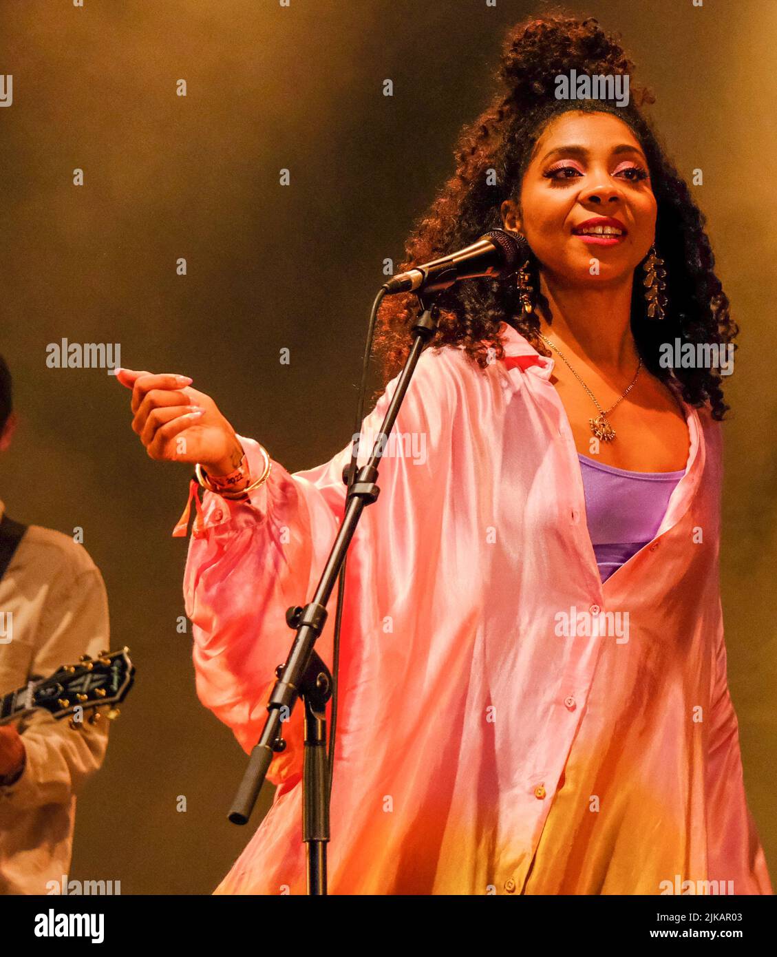 Malmesbury Wiltshire. Festival delle donne 40 . Hollie Cook dal Regno Unito, che si esibisce sul palco D&B. Foto Stock