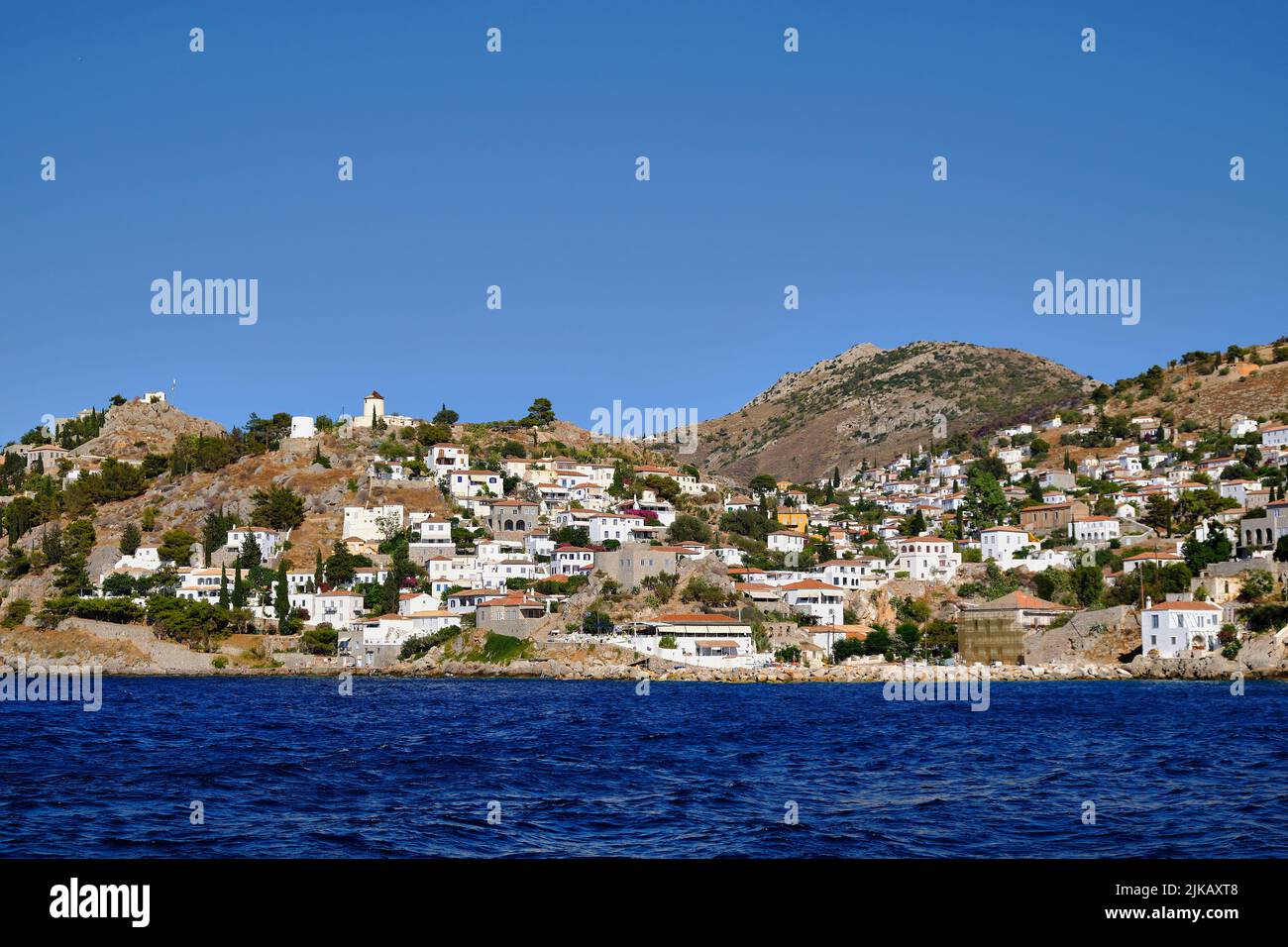 Vista dell'isola di Hydra in Grecia in estate Foto Stock