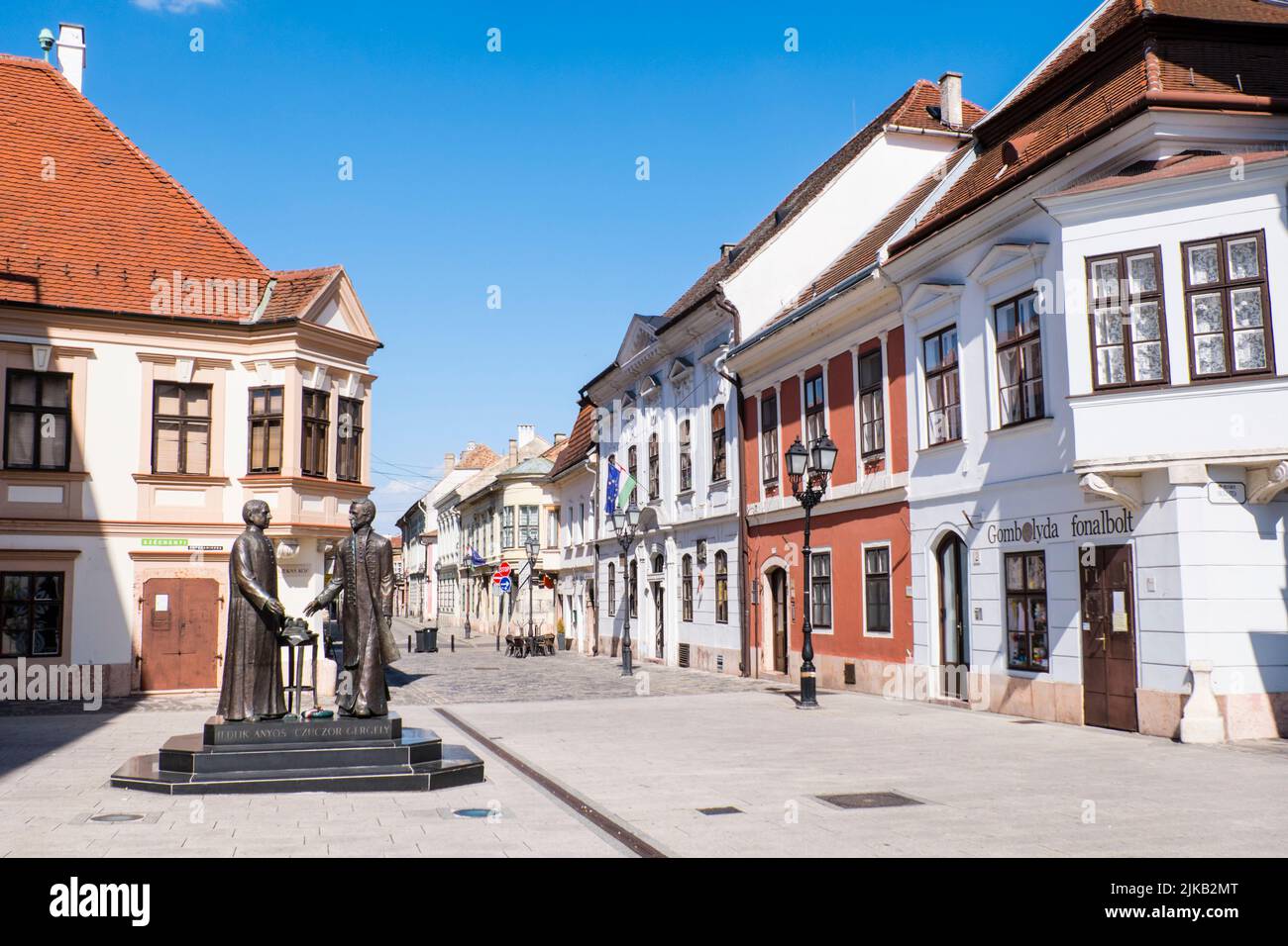 Liszt Ferenc utca, città vecchia, Gyor, Ungheria Foto Stock