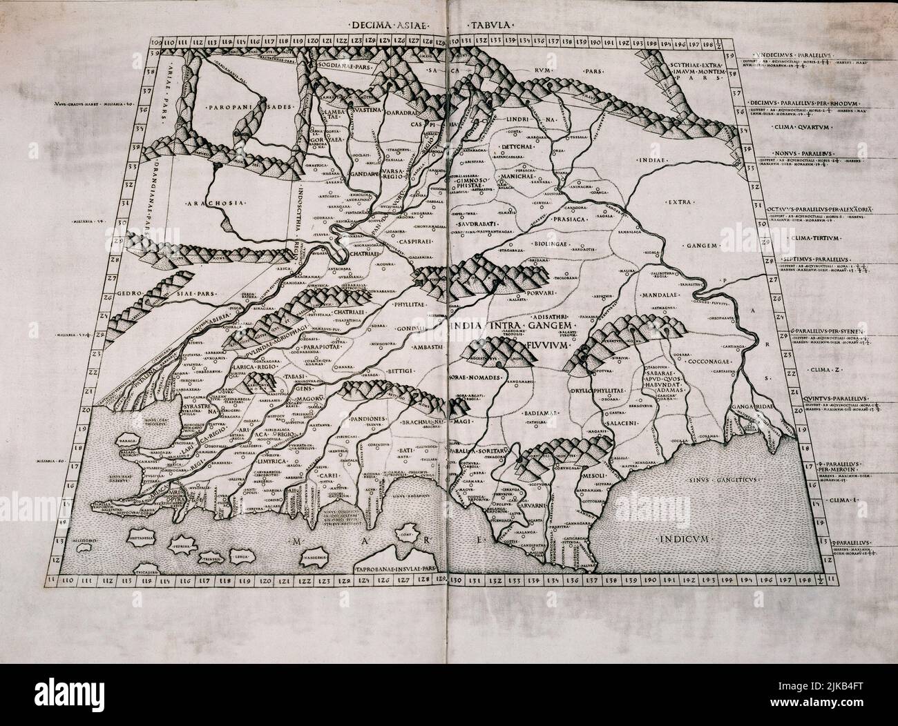MAPA DE LA INDIA. AUTORE: CLAUDIO TOLOMEO (100-170) CLAUDIO TOLOMEO. LUOGO: ACADEMIA DE LA HISTORIA-COLECCION. MADRID. SPAGNA. Foto Stock
