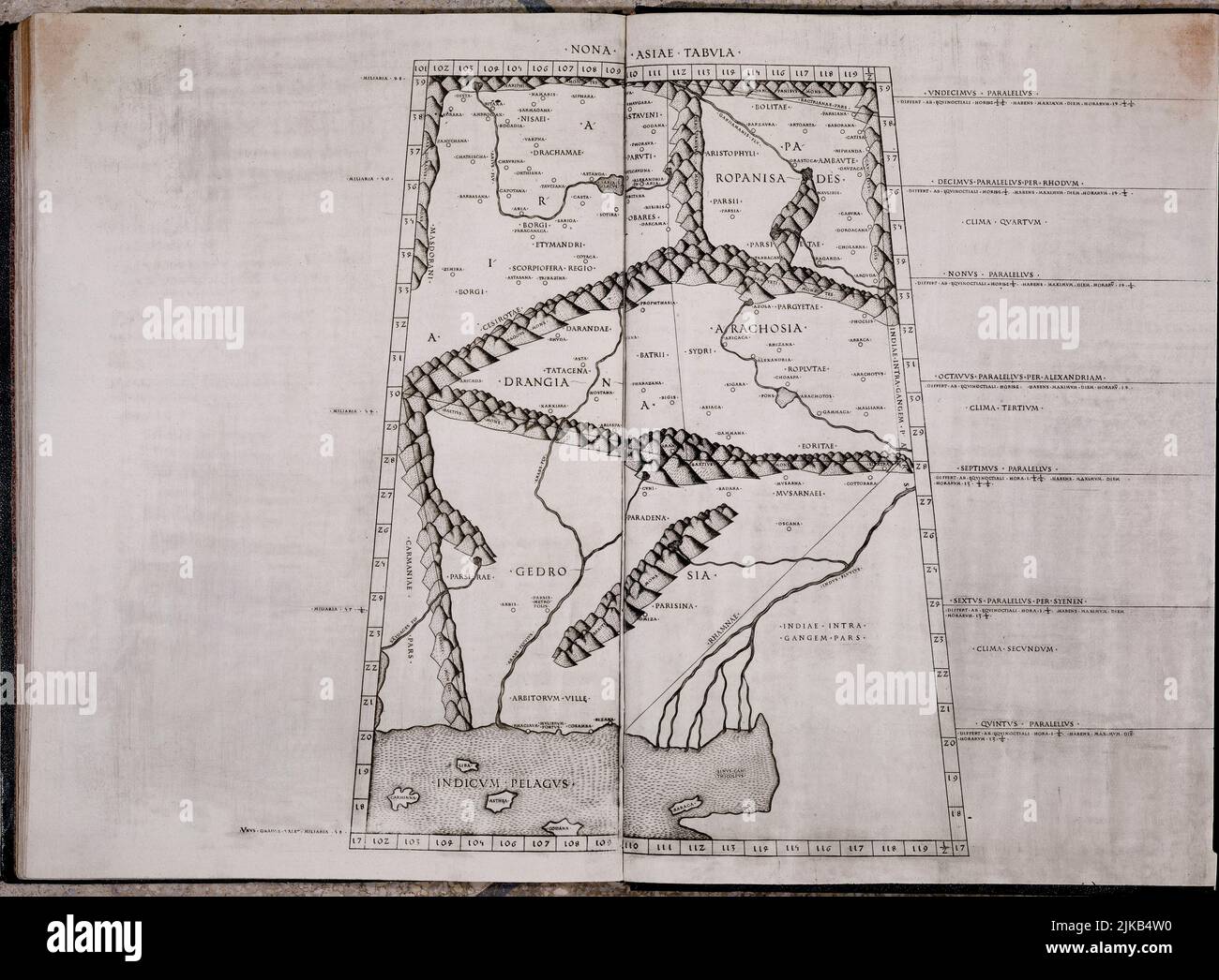 MAPA DE PAKISTAN -COSMOGRAFIA 1478-INCUNABLE NR. AUTORE: CLAUDIO TOLOMEO (100-170) CLAUDIO TOLOMEO. LUOGO: ACADEMIA DE LA HISTORIA-COLECCION. MADRID. SPAGNA. Foto Stock