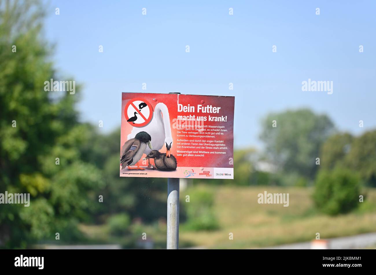Vienna, Austria. Cartello informativo con l'iscrizione "il tuo cibo ci fa ammalare" Foto Stock