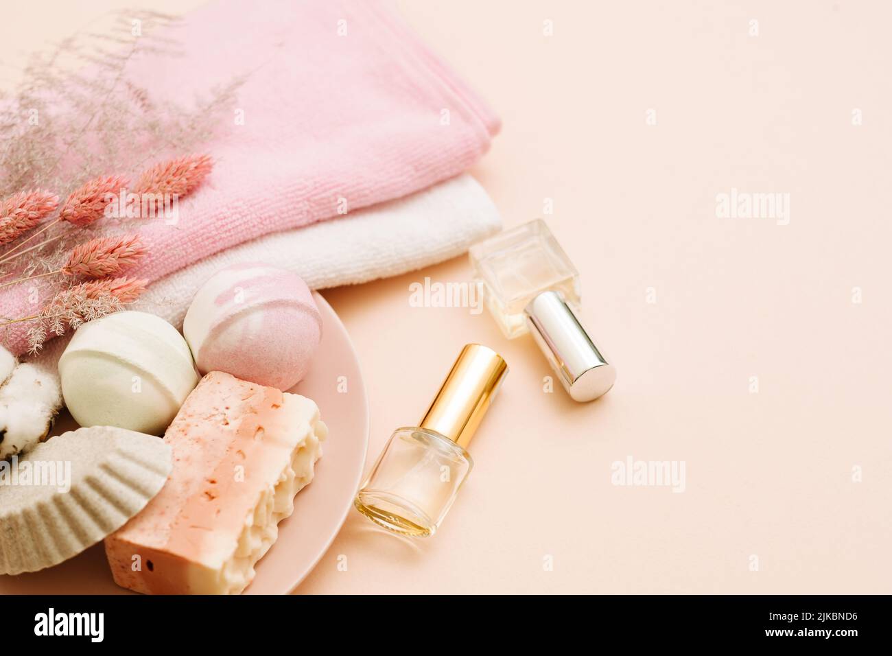 bagno biologico cura di bellezza set copia spazio Foto Stock