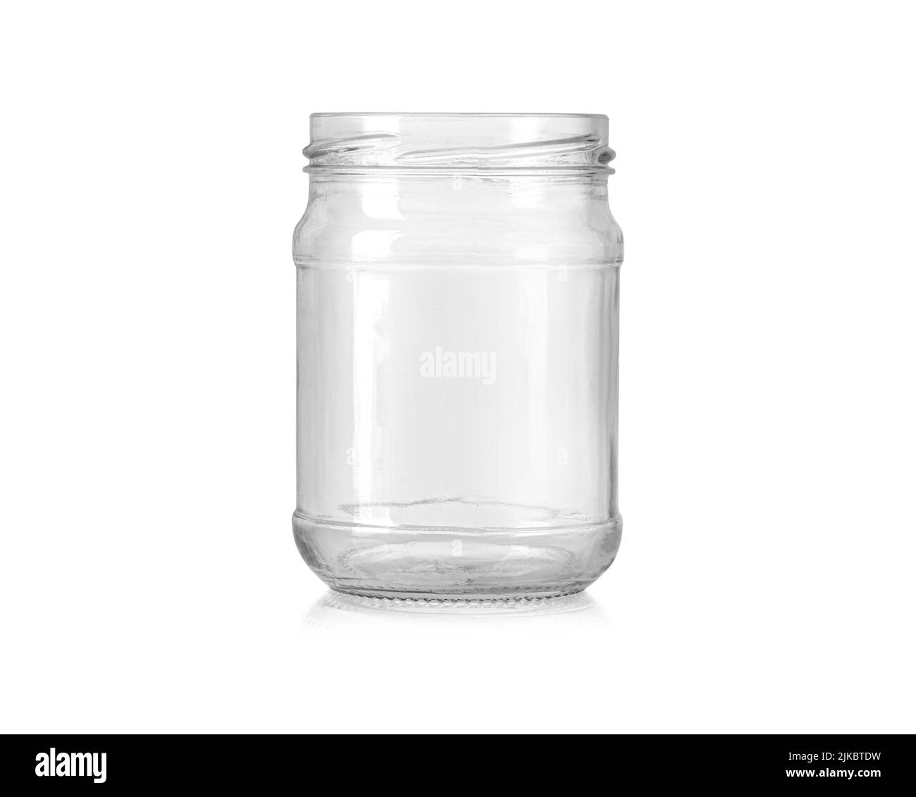 svuotare il vaso di vetro con una filettatura a vite isolata su sfondo bianco con percorso di taglio Foto Stock