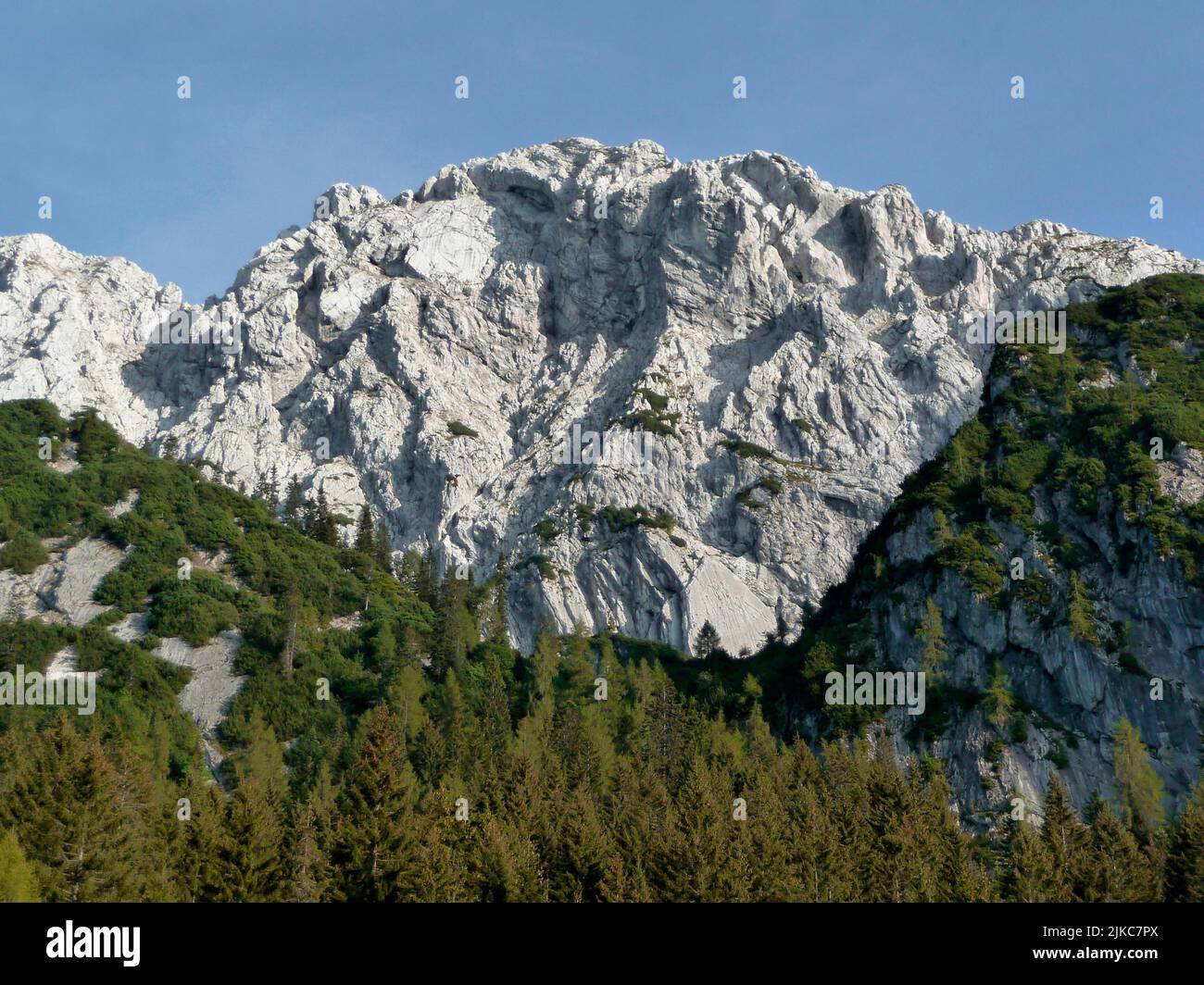 Widauersteig via ferrata, montagna di Scheffauer, Tirolo, Austria Foto Stock