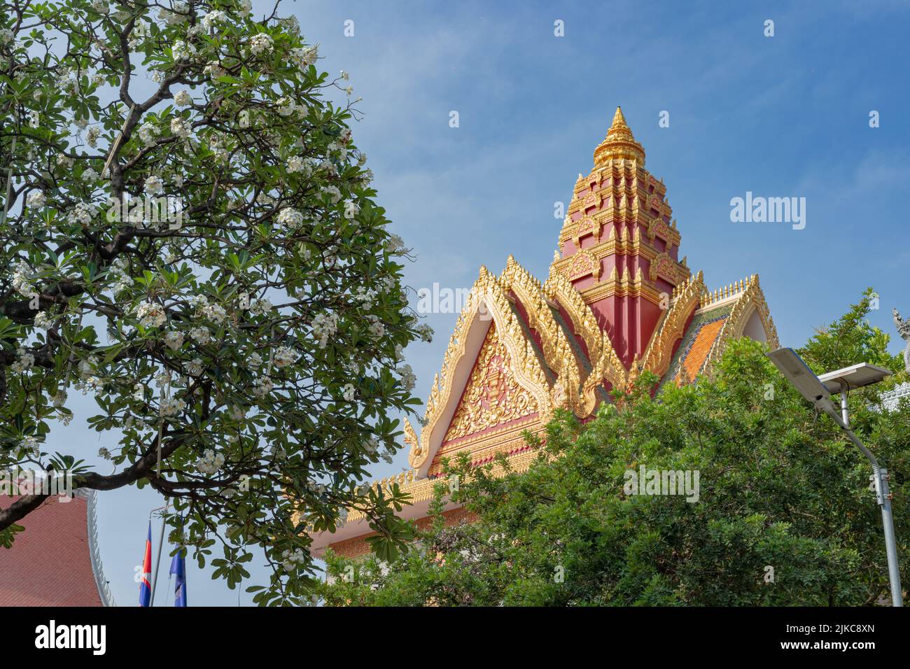 La cima del Tempio nel Monastero di Wat Ounalom Foto Stock