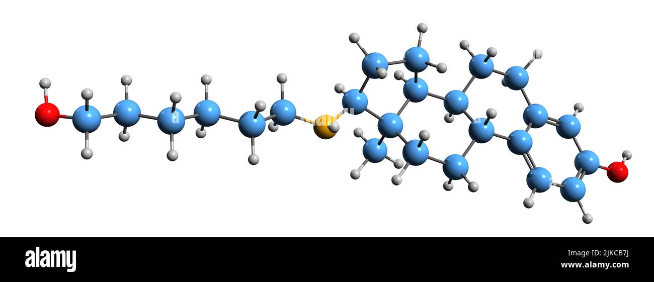 3D immagine della formula scheletrica di Hexolame - struttura chimica molecolare di estrogeni sintetici steroidei isolati su sfondo bianco Foto Stock