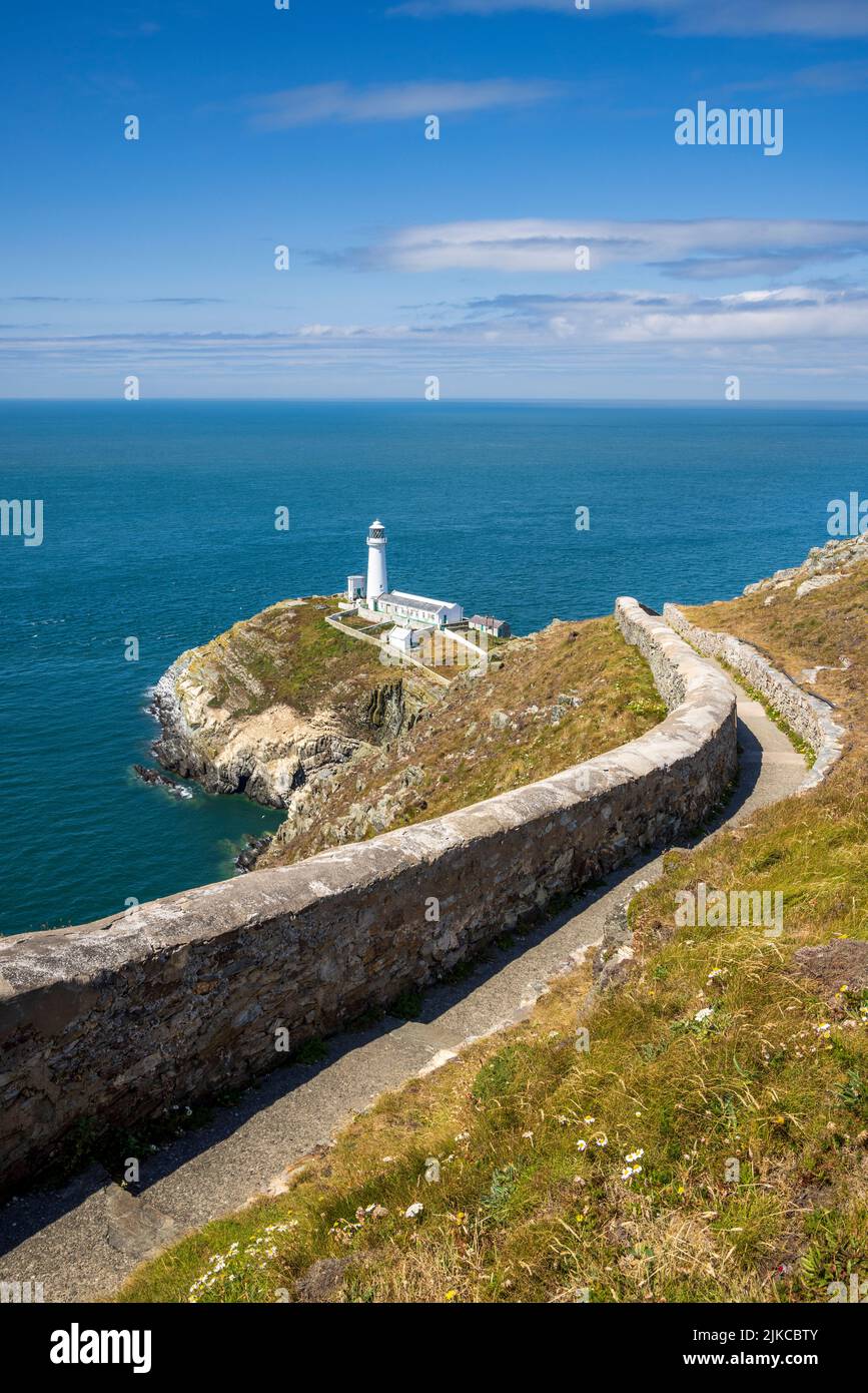 Il percorso che conduce a South Stacks Lighthouse, Holy Island, Anglesey, Galles del Nord Foto Stock