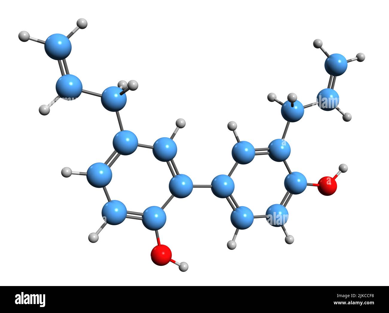 3D immagine di formula scheletrica di onokiolo - struttura chimica molecolare di Magnolia lignan isolato su sfondo bianco Foto Stock