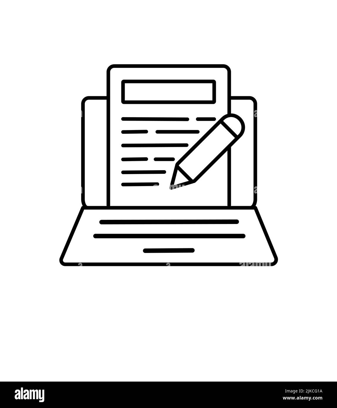 Icona linea vettoriale scrittura documenti computer Illustrazione Vettoriale