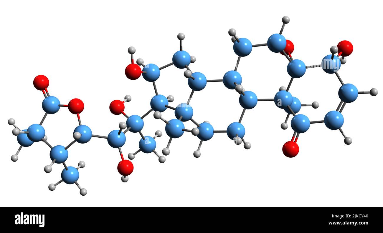 3D immagine di Ixocarpalattone una formula scheletrica - struttura chimica molecolare di farmaco antitumorale isolato su sfondo bianco Foto Stock