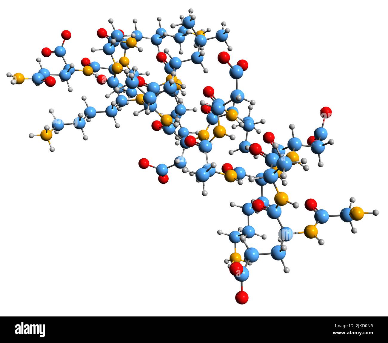 3D immagine dell'ormone paratiroideo formula scheletrica - struttura chimica molecolare del paratormone isolato su sfondo bianco Foto Stock
