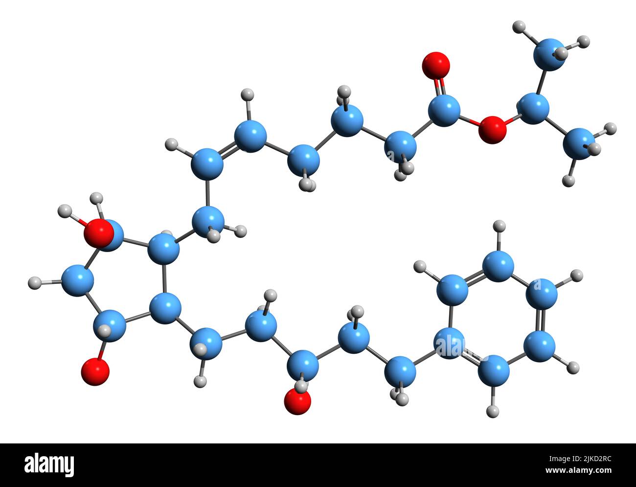3D immagine di Latanoprost formula scheletrica - struttura chimica molecolare di farmaco per ipertensione oculare isolato su sfondo bianco Foto Stock