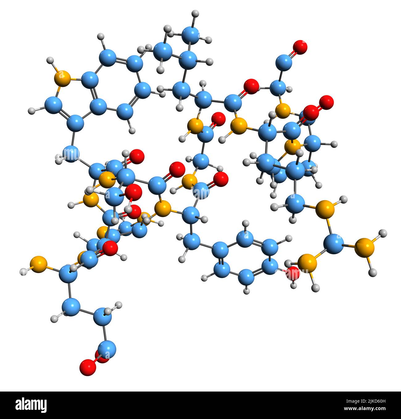 3D immagine dell'ormone luteinizzante-liberante formula scheletrica - struttura chimica molecolare di LH-RH isolato su sfondo bianco Foto Stock