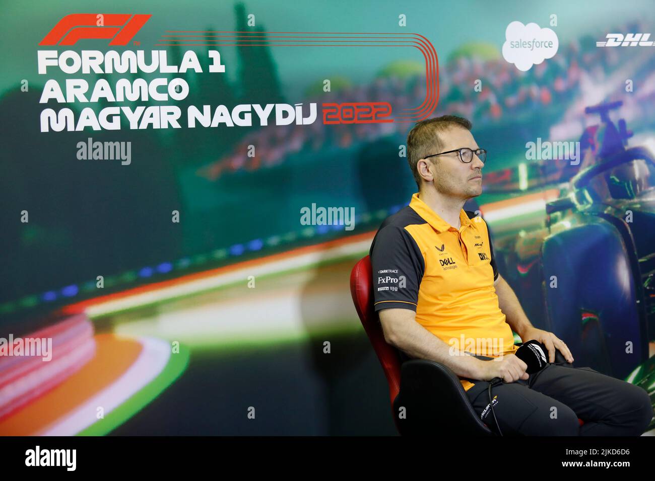 Mogyorod, Ungheria. Luglio 30th 2022. Formula 1 Gran Premio d'Ungheria a Hungaroring, Ungheria. Nella foto: Andreas Seidl, team principal della McLaren durante la conferenza stampa © Piotr Zajac/Alamy Live News Foto Stock
