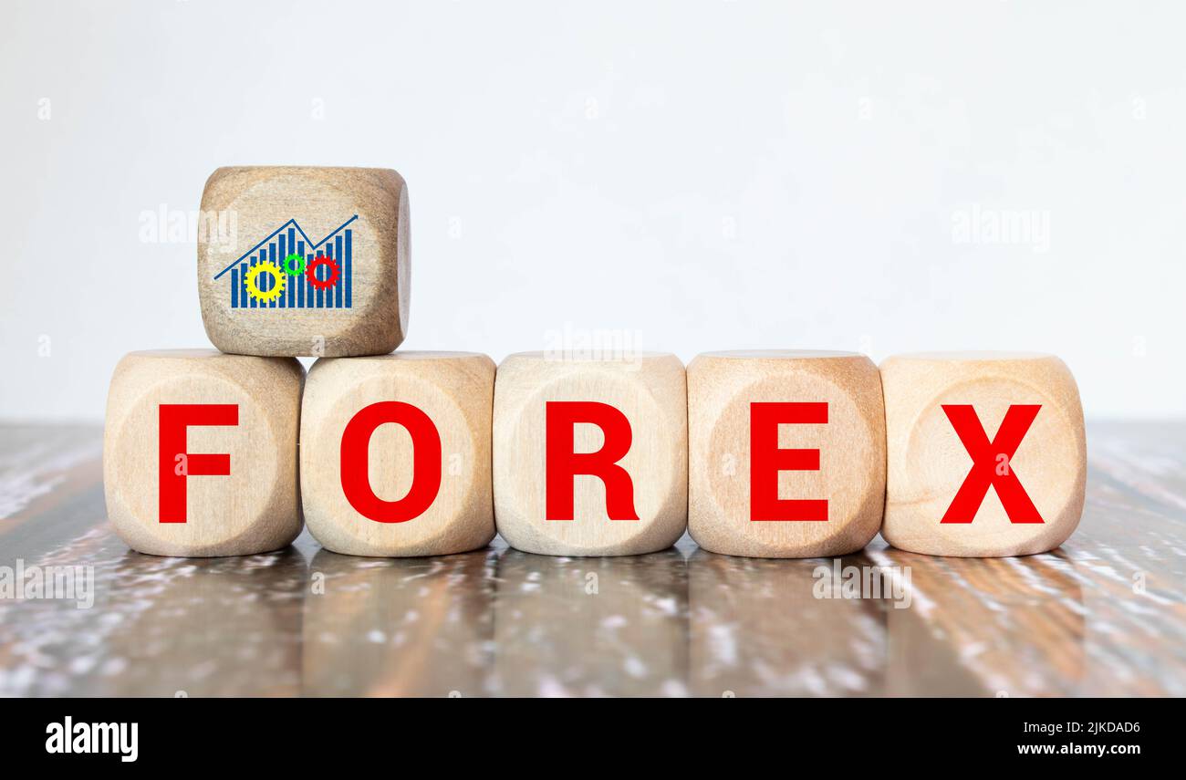 PAROLA DI FOREX scritta su blocco di legno. Foto Stock