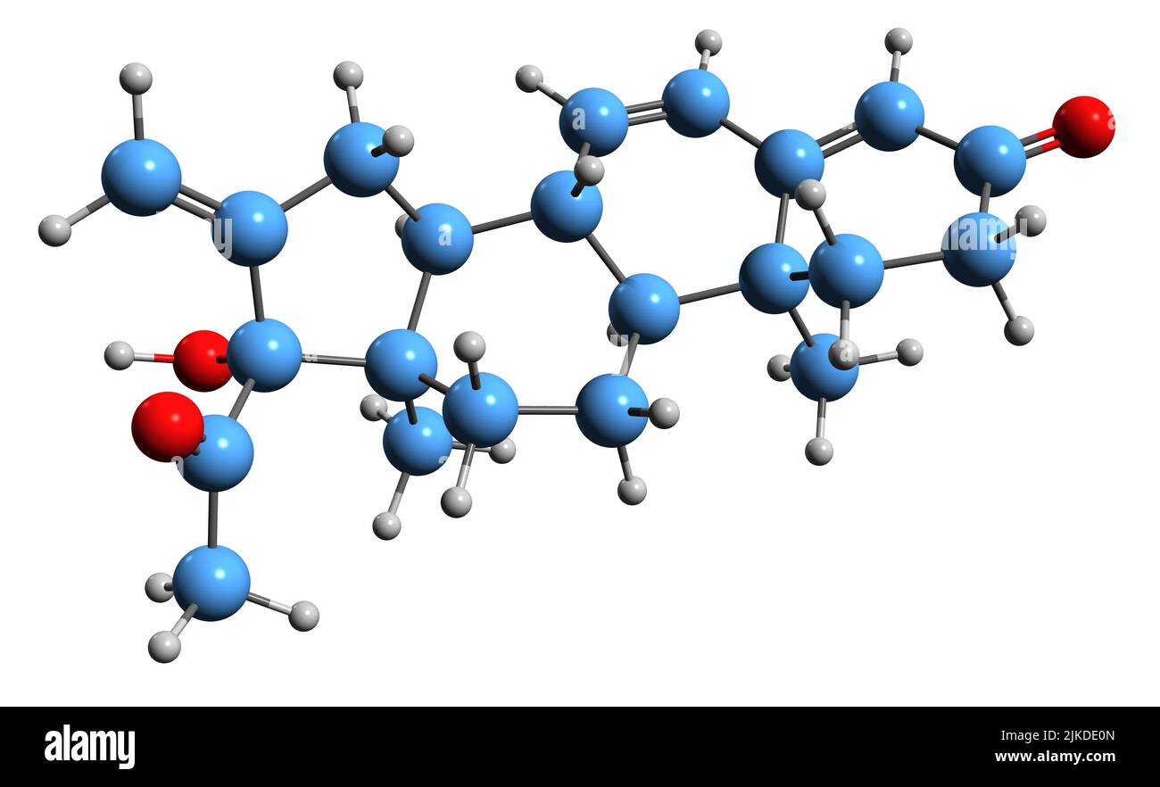 3D immagine della formula scheletrica di Methenmadinone - struttura chimica molecolare di steroide androgeno-anabolizzante farmaco isolato su sfondo bianco Foto Stock